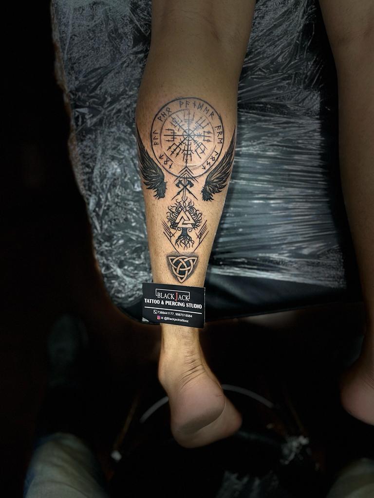 Demon Tattoo on Woman's Leg